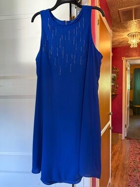 Apt. 9 Royal Blue Sleeveless Beaded Shift Dress. Never Worn